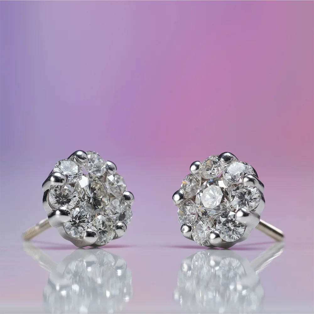 Earrings with diamonds in 18k gold — Joyería Liévano