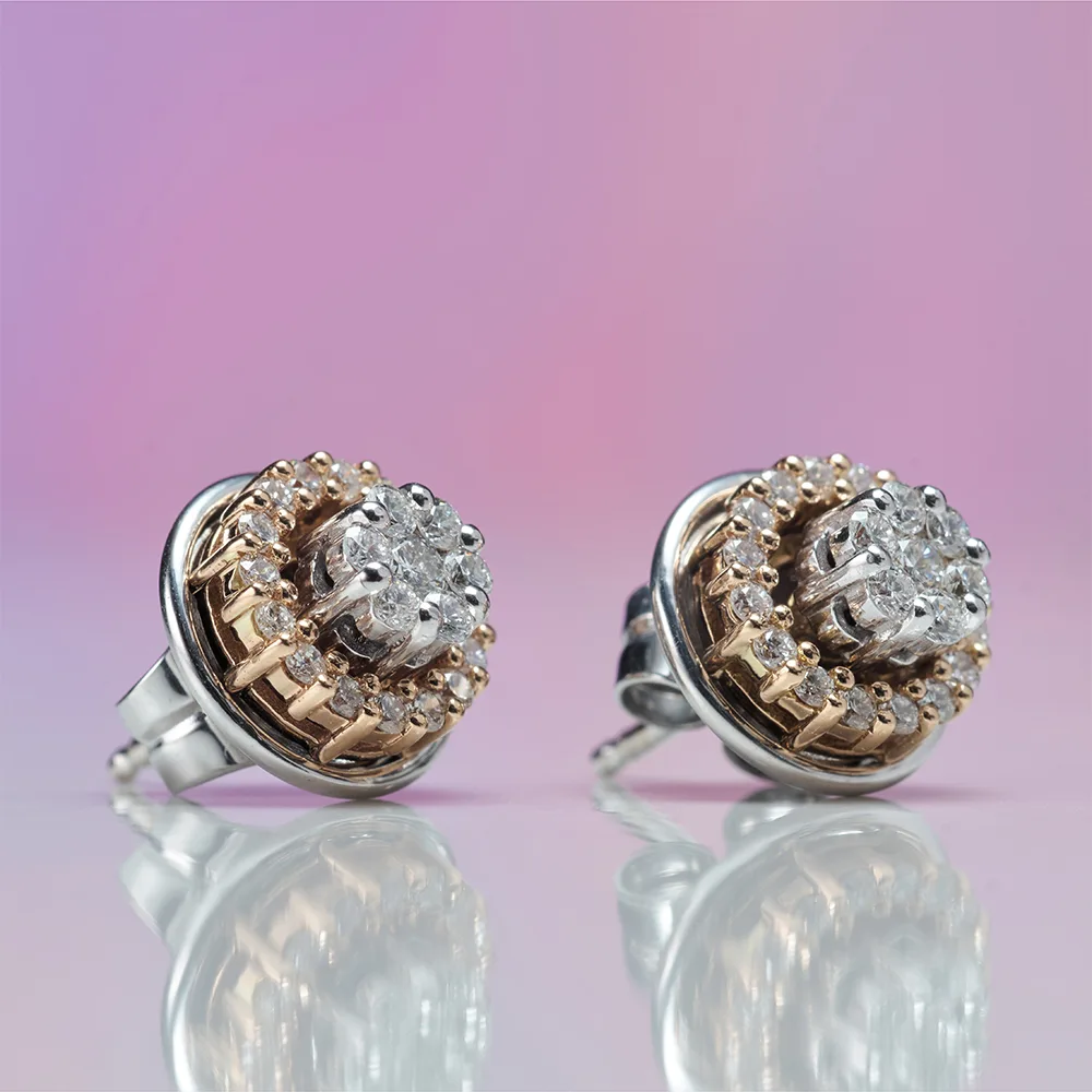 Earrings with diamonds in 18k gold — Joyería Liévano
