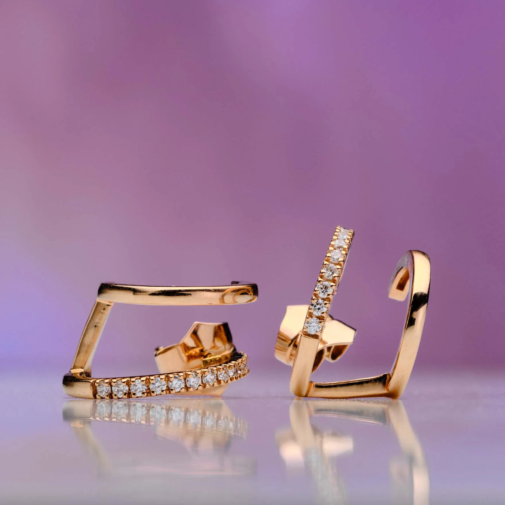 Earrings with diamonds in 18k gold — Joyería Liévano
