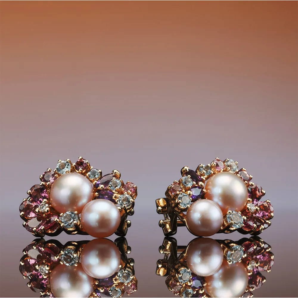 Earrings with colored gemstones in 18k gold — Joyería Liévano