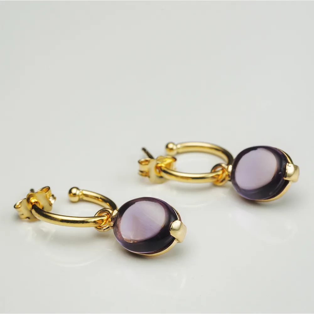 Earrings with colored gemstones in 18k gold — Joyería Liévano