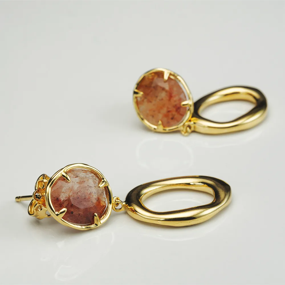 Earrings with colored gemstones in 18k gold — Joyería Liévano