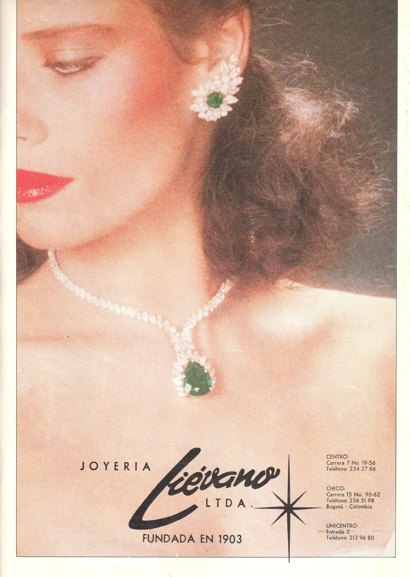 Imagen publicitaria vintage de Joyería Liévano con el antiguo logotipo